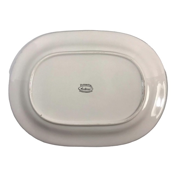 AMBIANCE COLLECTION Poinsettia Platter Tray 11” x 15” Oval ~ Holiday Serveware - Picture 5 of 7